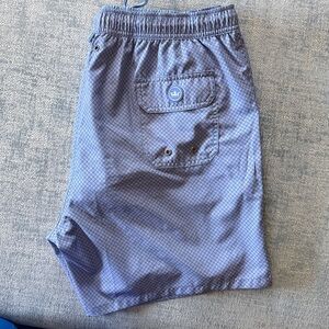 Peter Millar Light Blue Patterned Swim Trunks